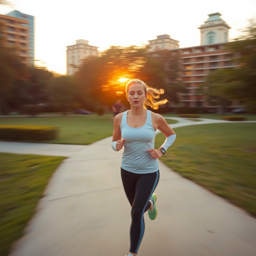 Person jogging in park